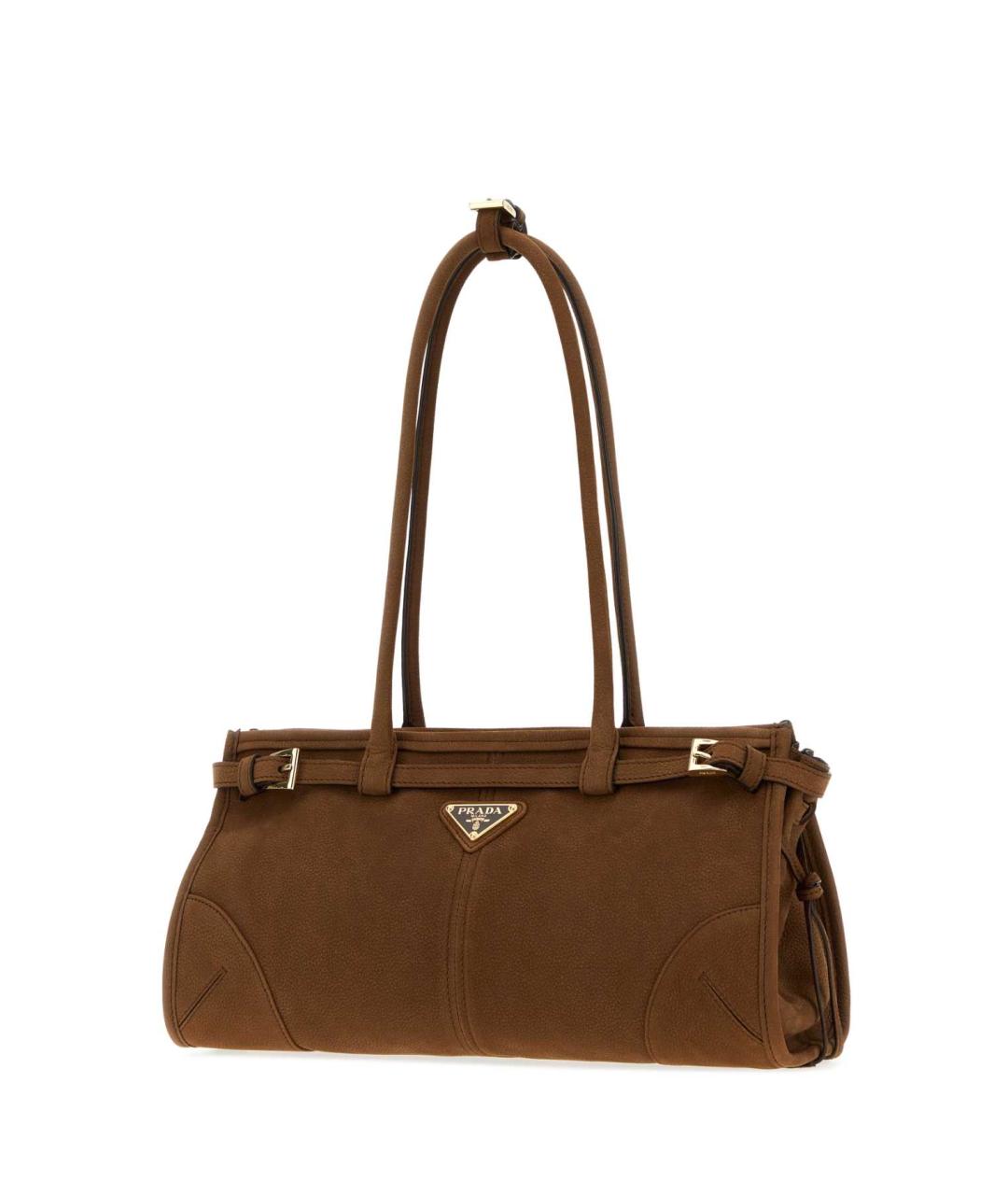 PRADA Коричневая замшевая сумка с короткими ручками, фото 2