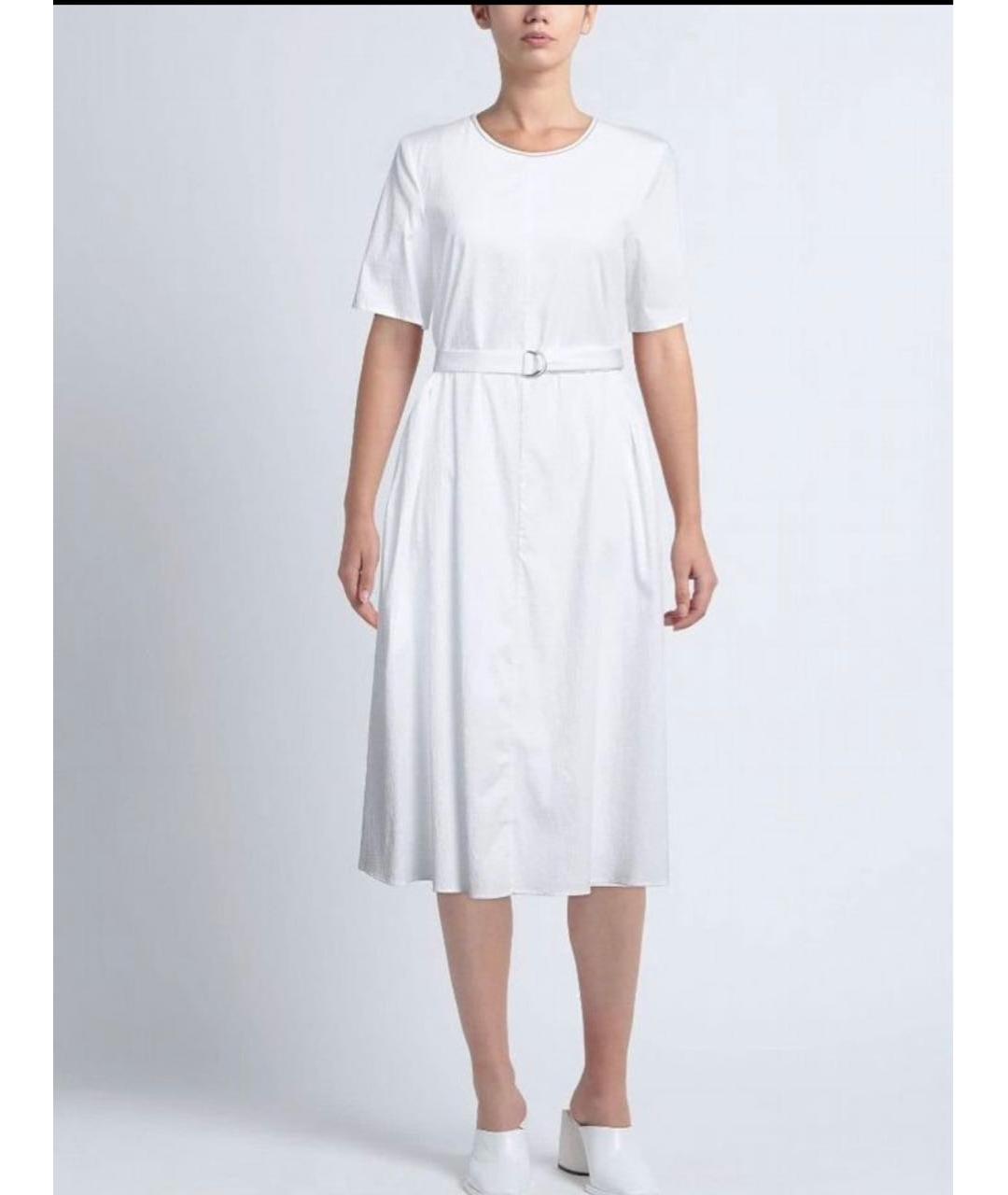 PESERICO Белое хлопко-эластановое повседневное платье, фото 6