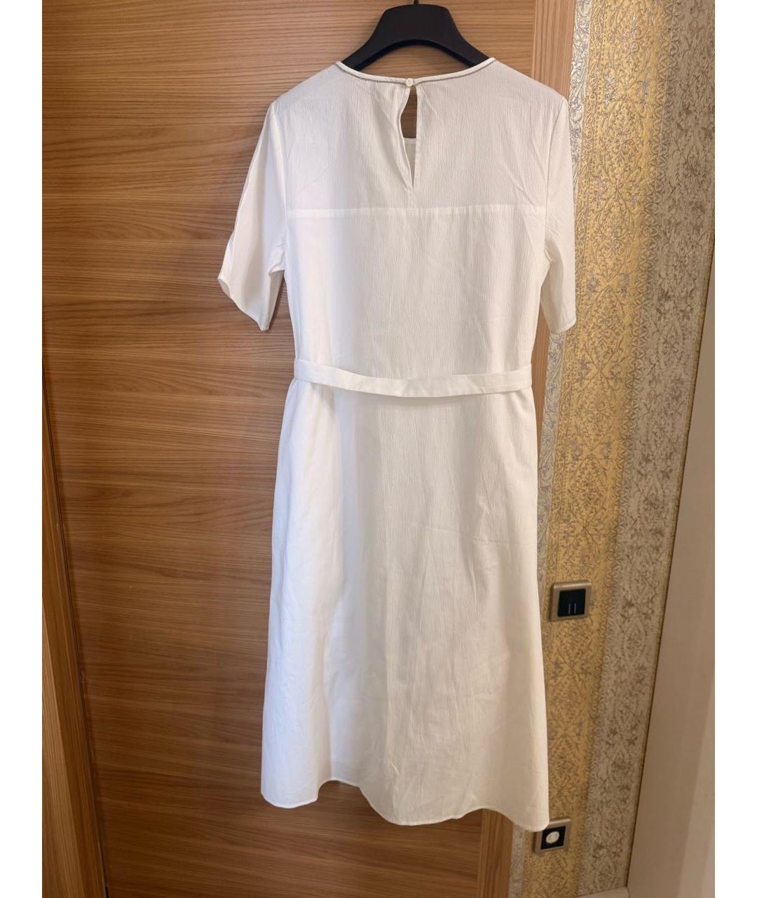 PESERICO Белое хлопко-эластановое повседневное платье, фото 3