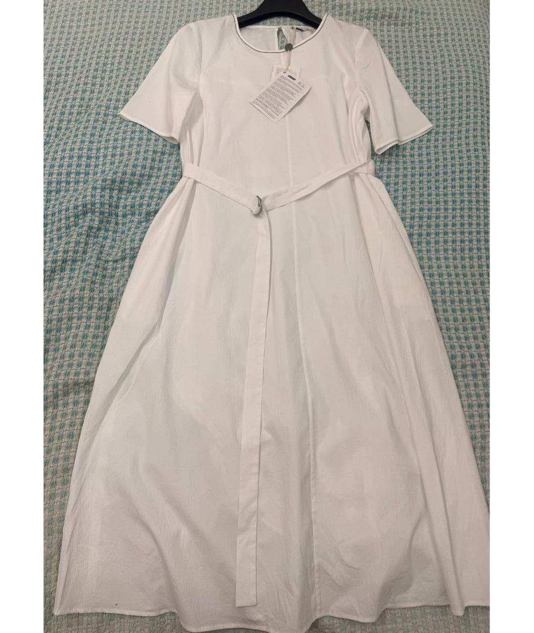 PESERICO Белое хлопко-эластановое повседневное платье, фото 9