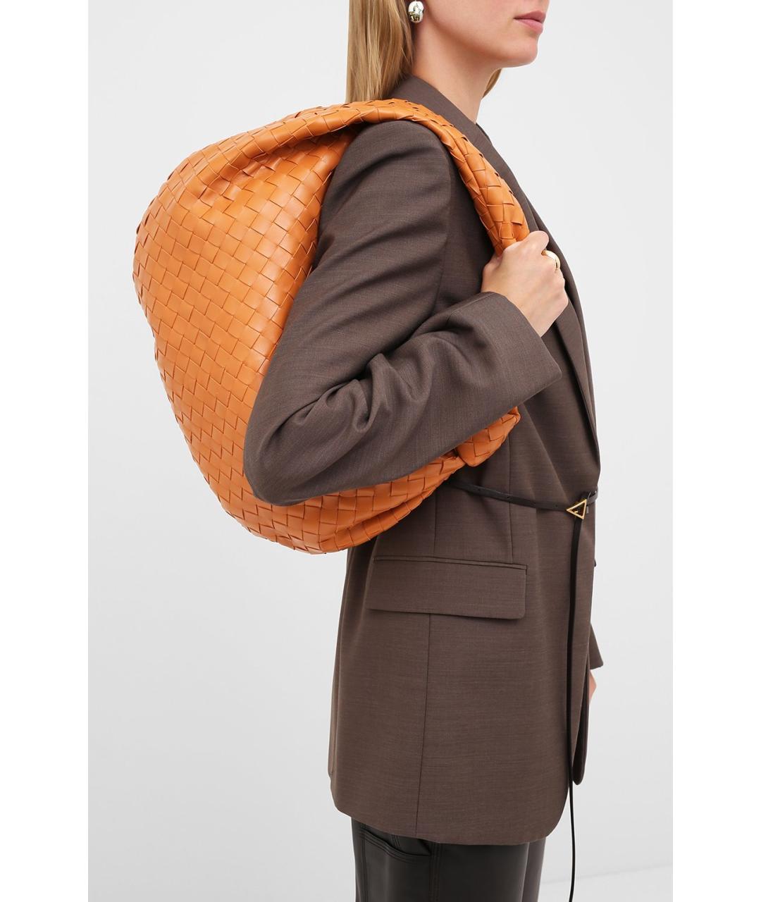 BOTTEGA VENETA Оранжевая кожаная сумка с короткими ручками, фото 5