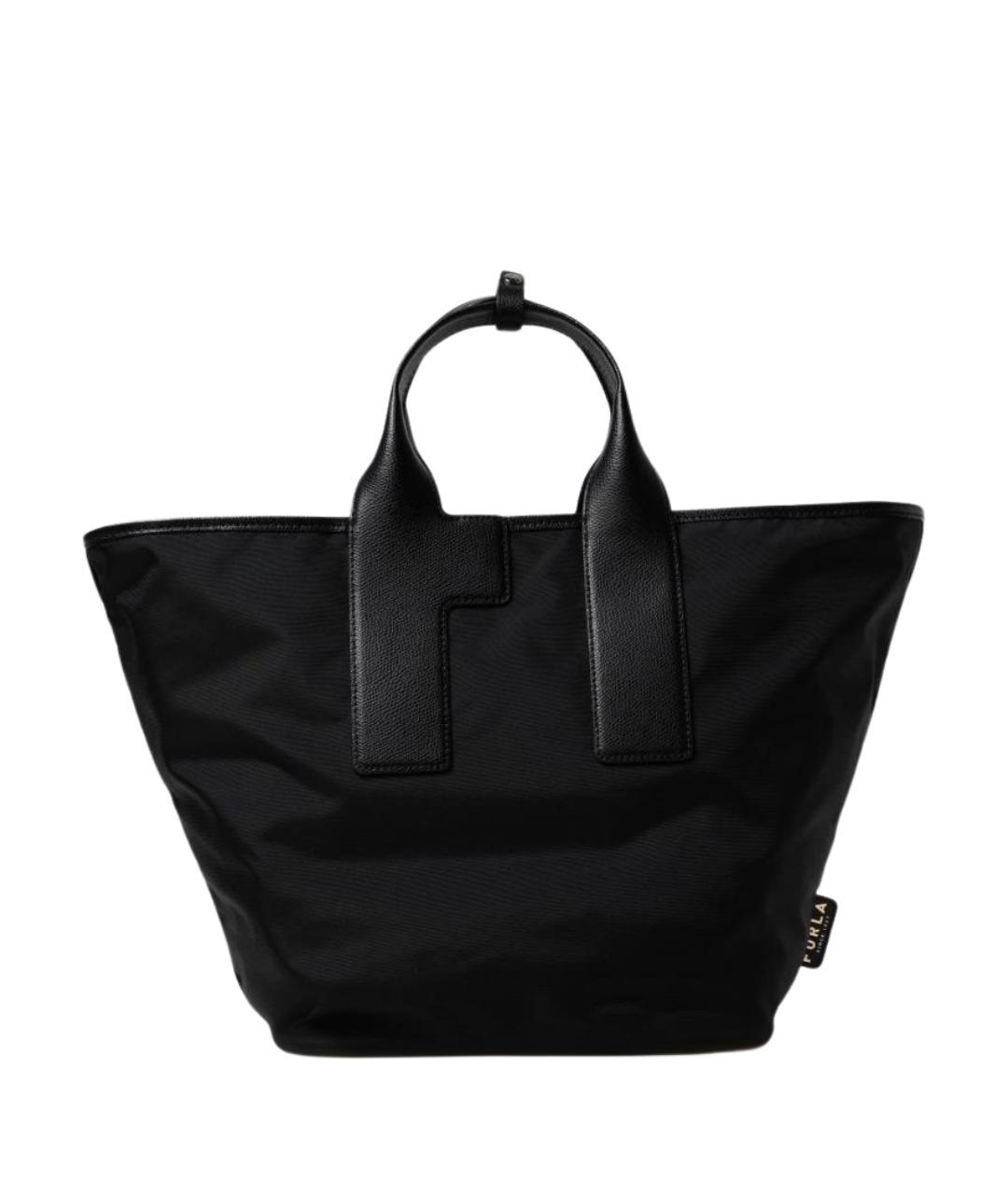 FURLA Черная синтетическая сумка с короткими ручками, фото 1