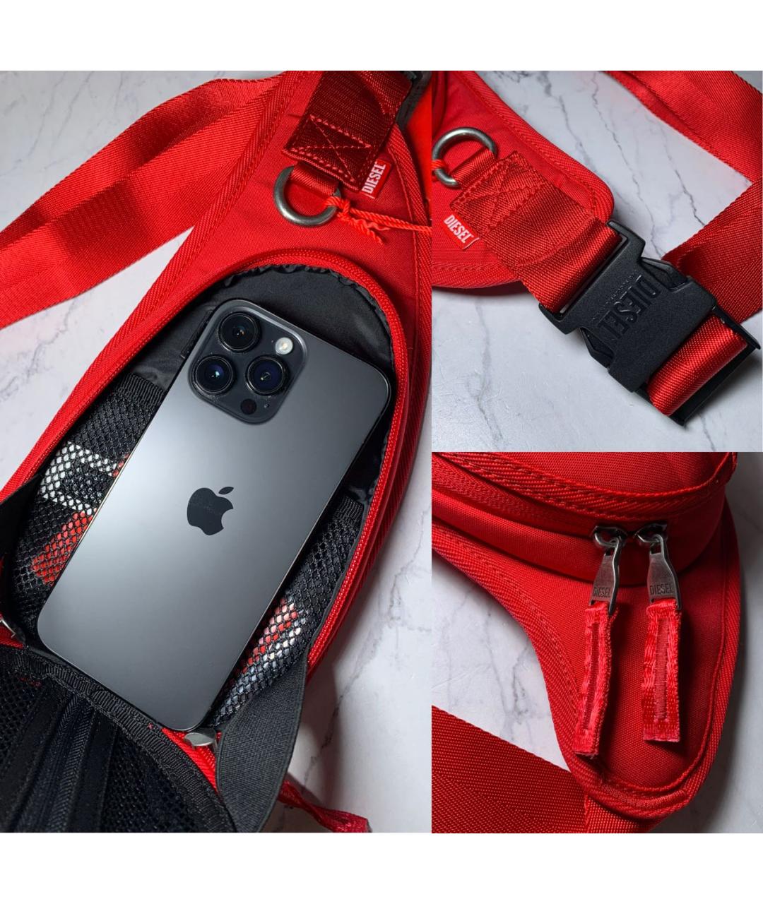 DIESEL Красная поясная сумка, фото 7