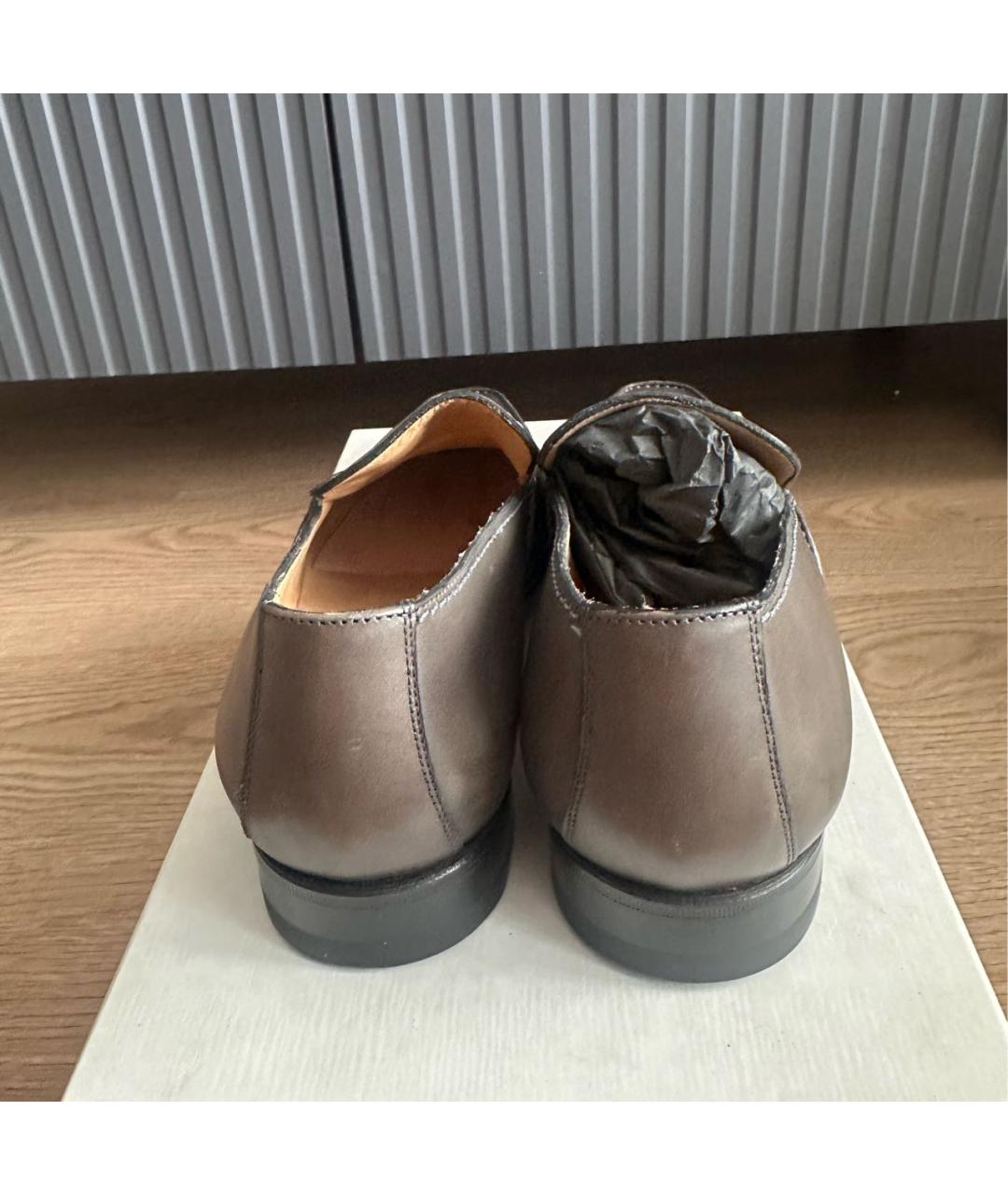 SAINT LAURENT Серые кожаные лоферы, фото 4