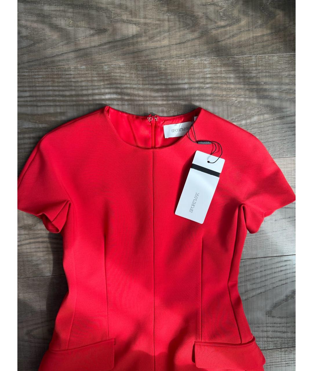 SPORTMAX Красное вискозное коктейльное платье, фото 3