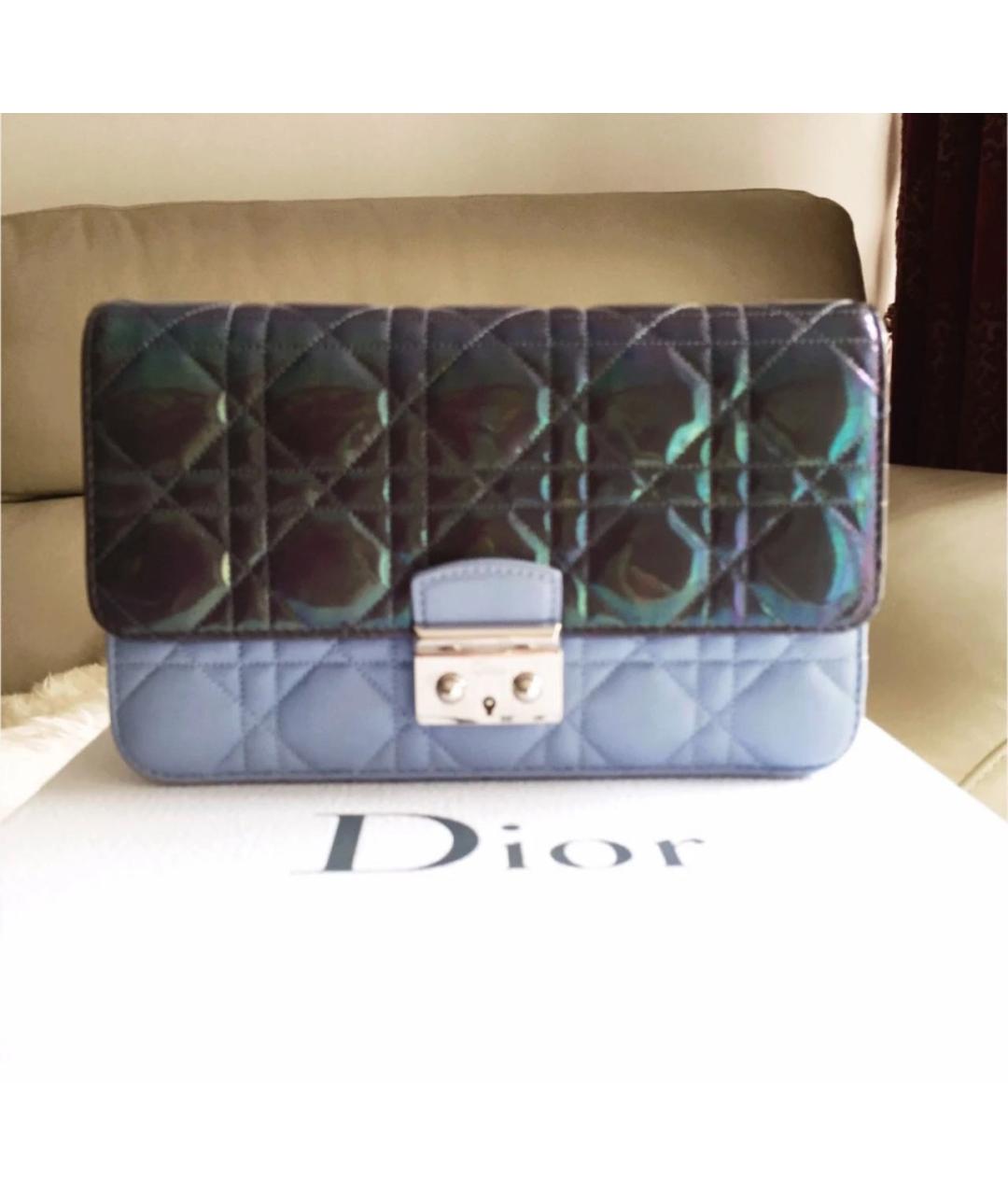 CHRISTIAN DIOR Голубая кожаная сумка через плечо, фото 2
