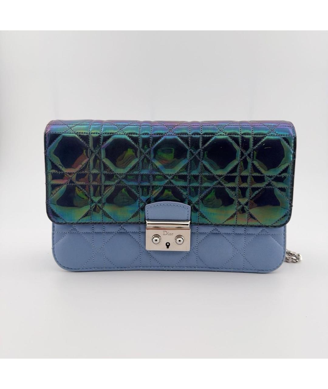 CHRISTIAN DIOR Голубая кожаная сумка через плечо, фото 8