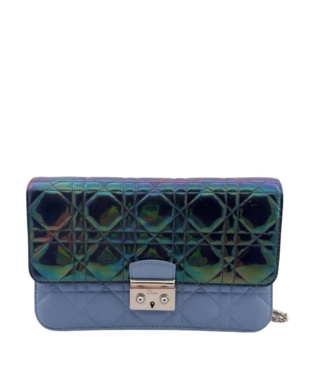 CHRISTIAN DIOR Голубая кожаная сумка через плечо, фото 1