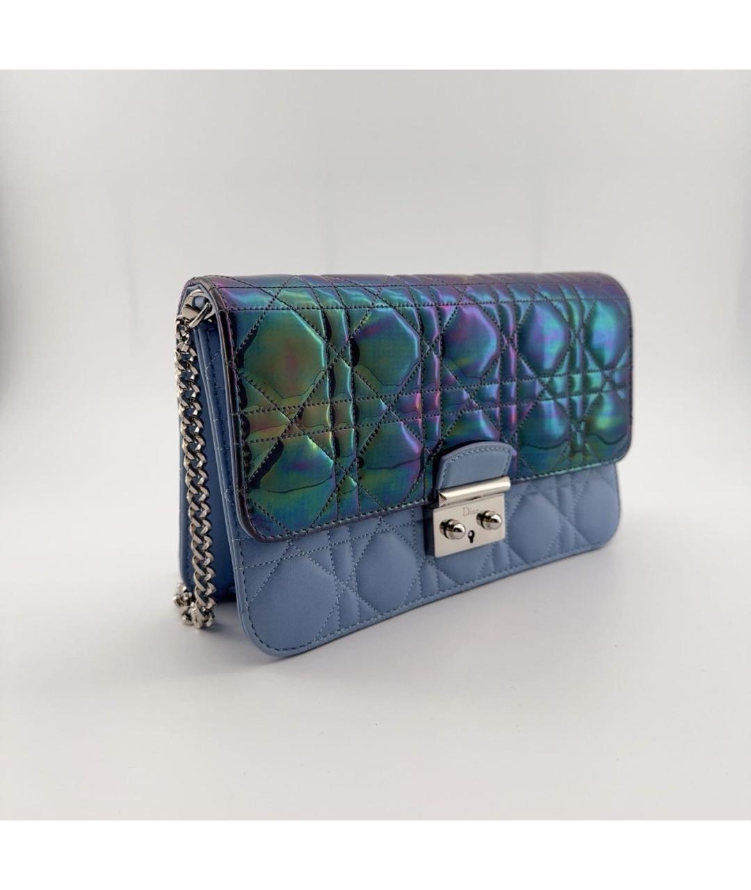 CHRISTIAN DIOR Голубая кожаная сумка через плечо, фото 3