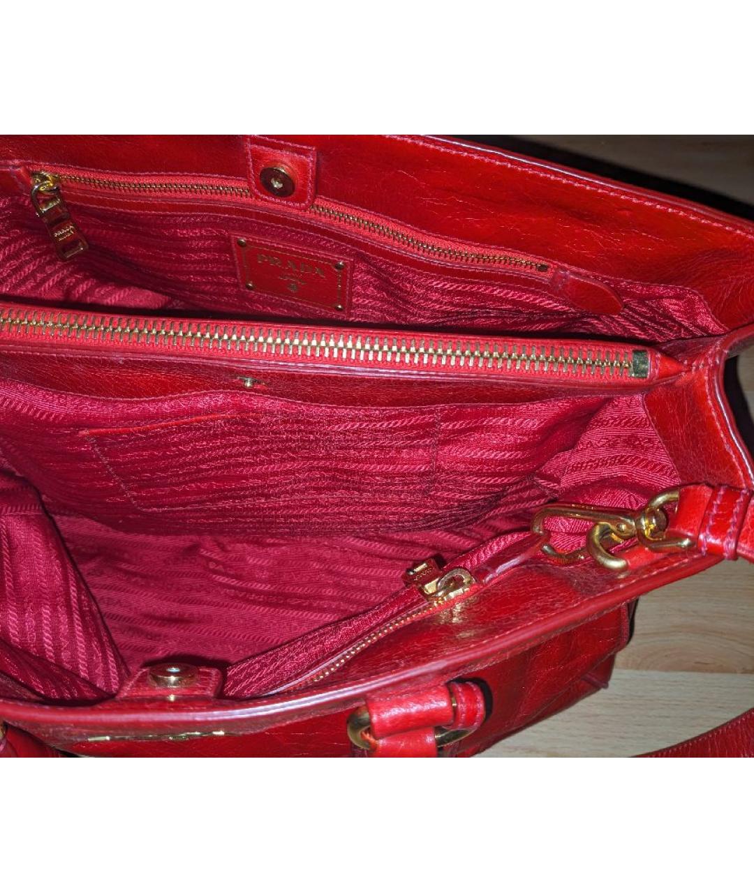 PRADA Красная кожаная сумка тоут, фото 3