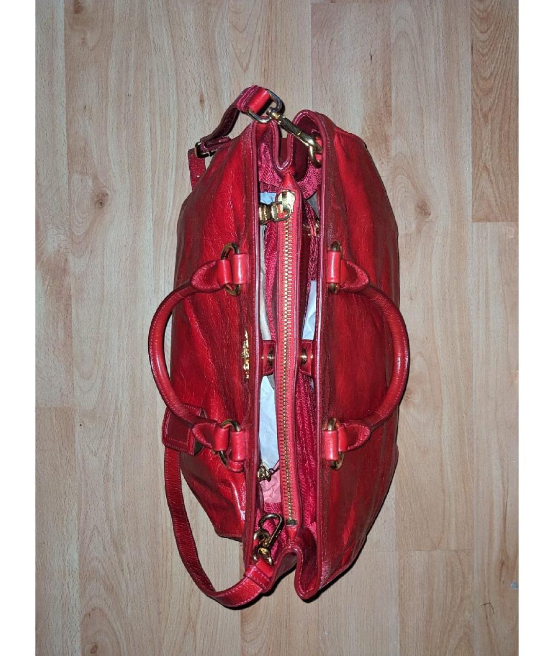 PRADA Красная кожаная сумка тоут, фото 2