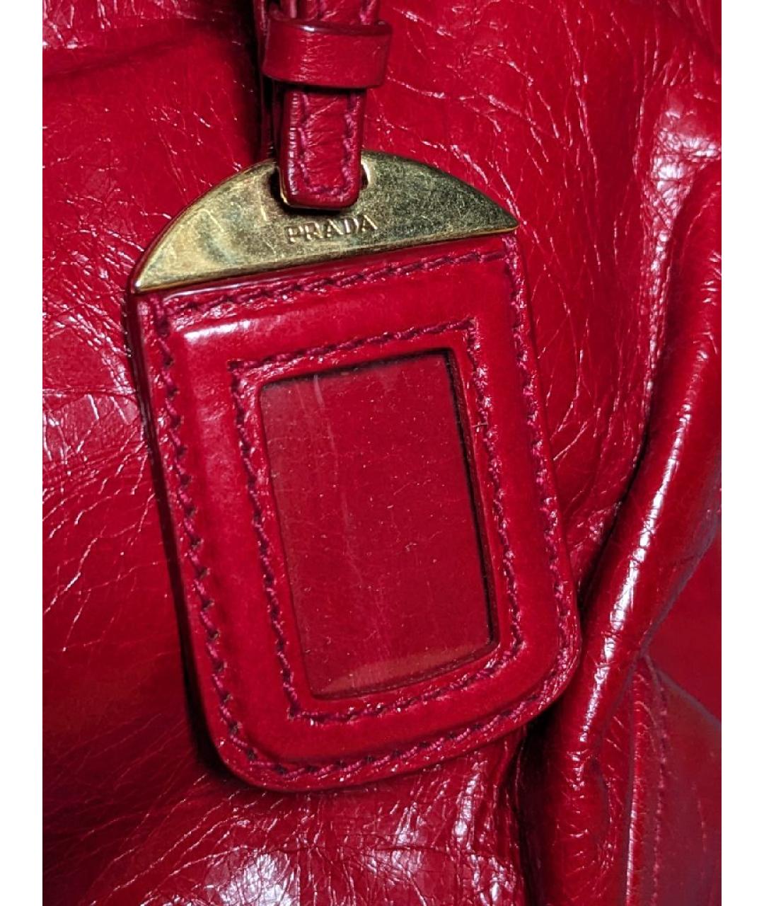 PRADA Красная кожаная сумка тоут, фото 6