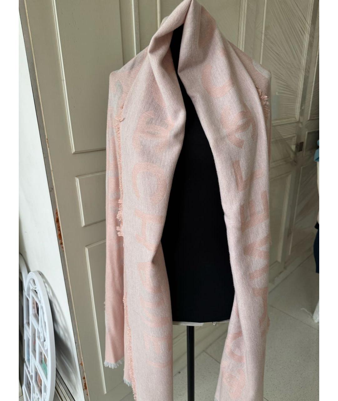 CHANEL Розовый кашемировый шарф, фото 4