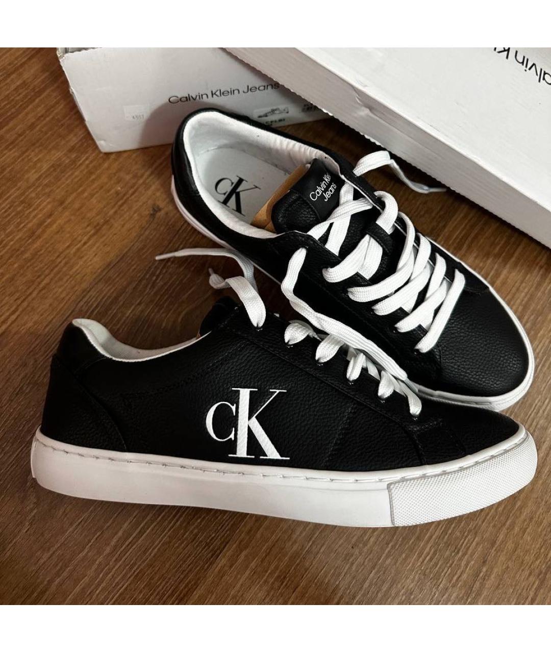 CALVIN KLEIN Черные кеды из искусственной кожи, фото 8