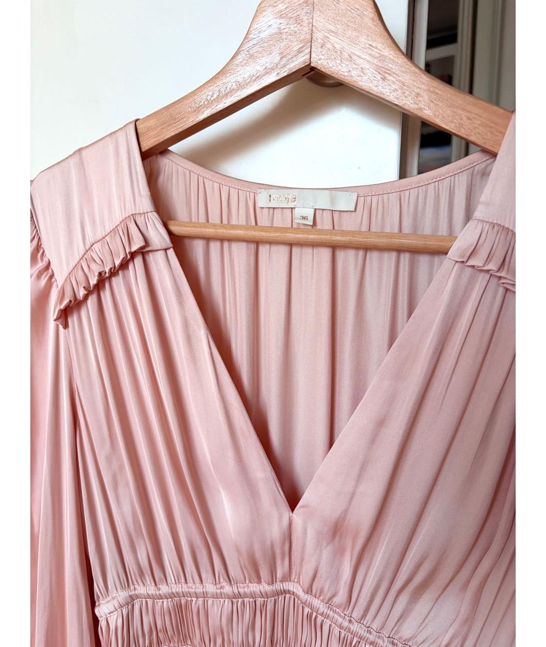 MAJE Розовое синтетическое повседневное платье, фото 3