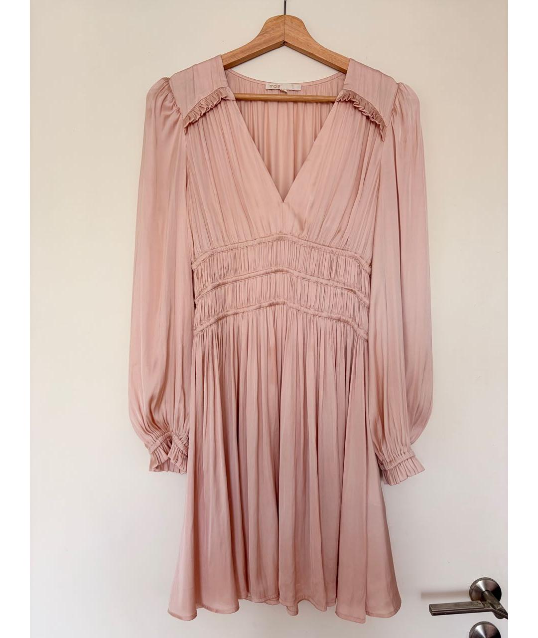 MAJE Розовое синтетическое повседневное платье, фото 4