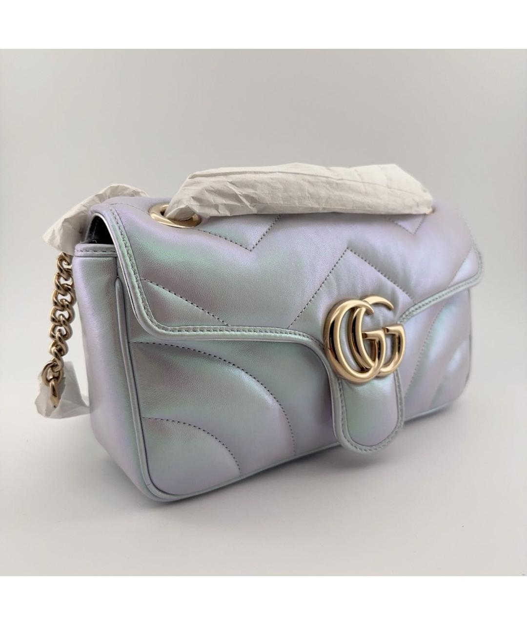 GUCCI Серебряная кожаная сумка через плечо, фото 3