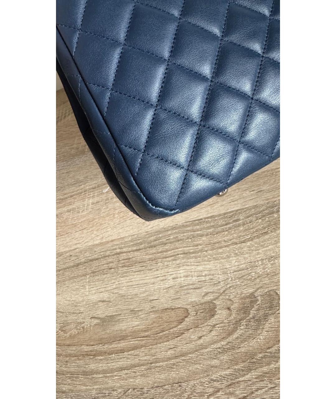 CHANEL Темно-синяя кожаная сумка тоут, фото 4