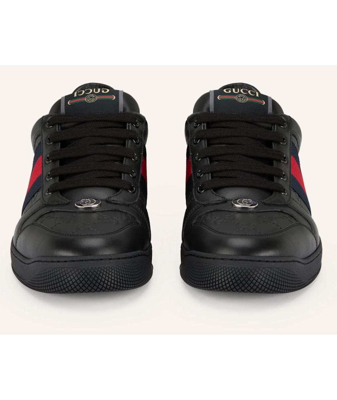 GUCCI Черные кожаные кроссовки, фото 4