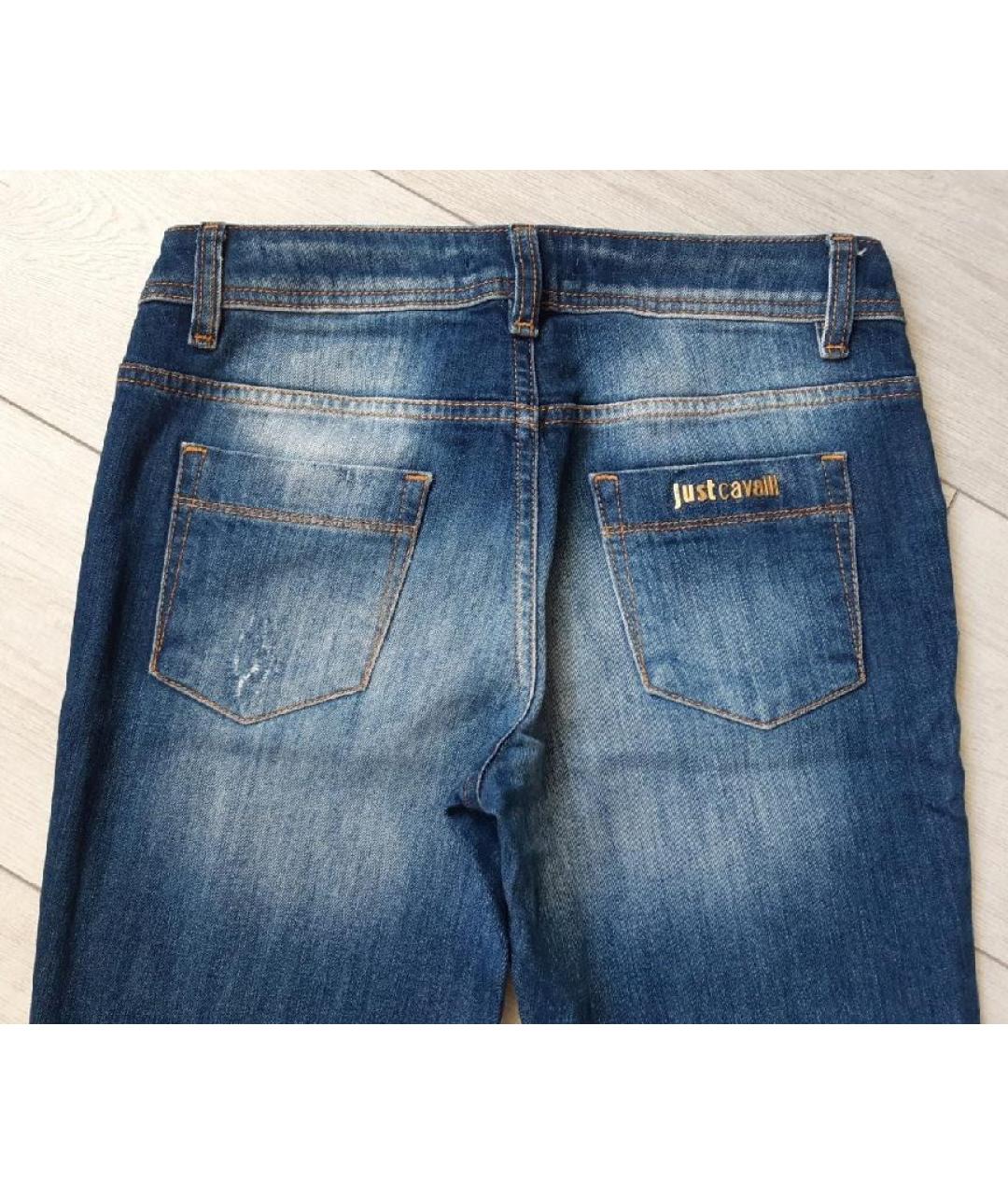 JUST CAVALLI Темно-синие хлопко-эластановые джинсы слим, фото 4