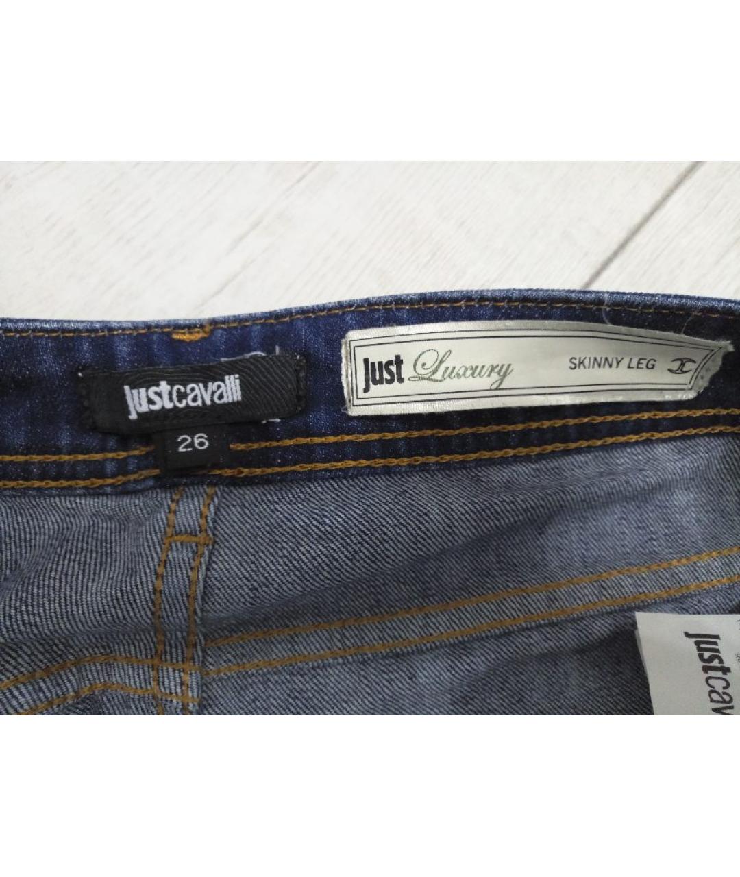 JUST CAVALLI Темно-синие хлопко-эластановые джинсы слим, фото 5