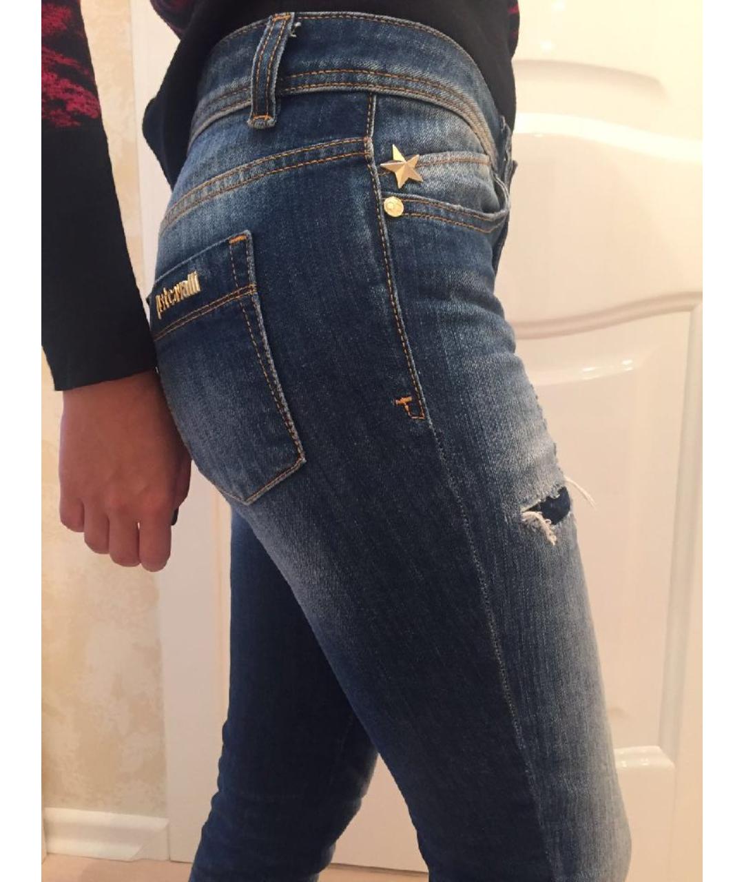 JUST CAVALLI Темно-синие хлопко-эластановые джинсы слим, фото 9