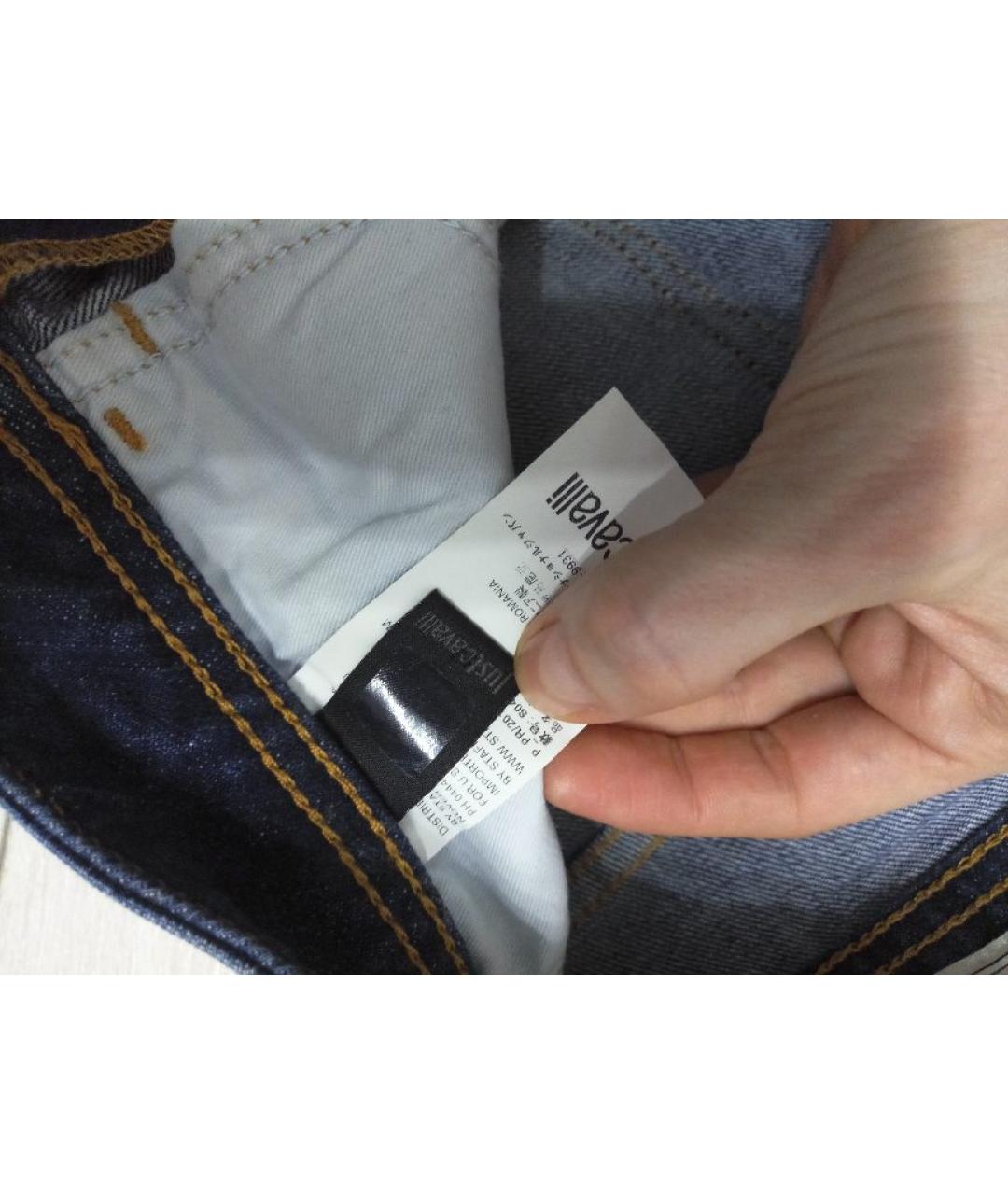 JUST CAVALLI Темно-синие хлопко-эластановые джинсы слим, фото 6