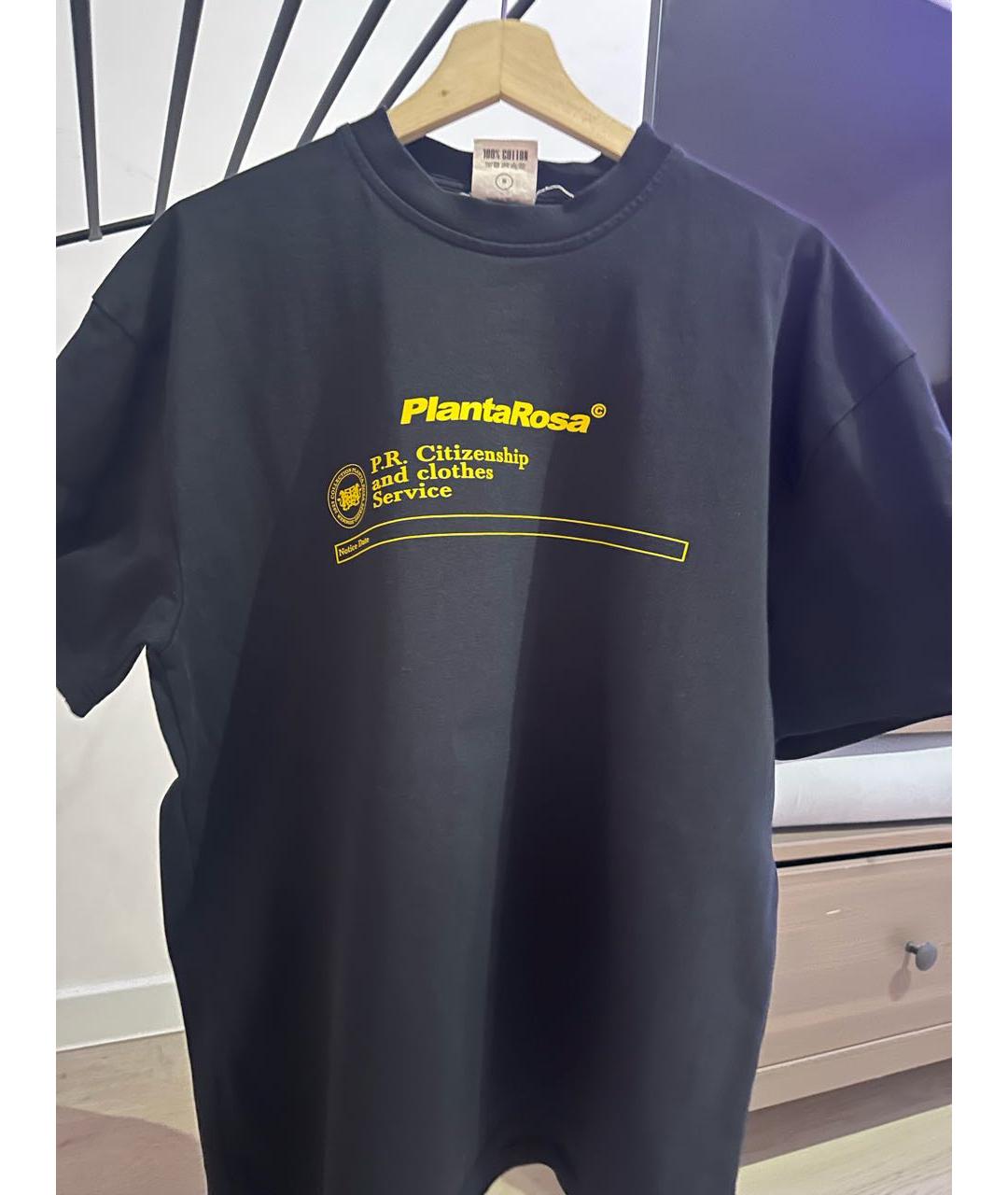 PLANTA ROSA Черная хлопковая футболка, фото 4