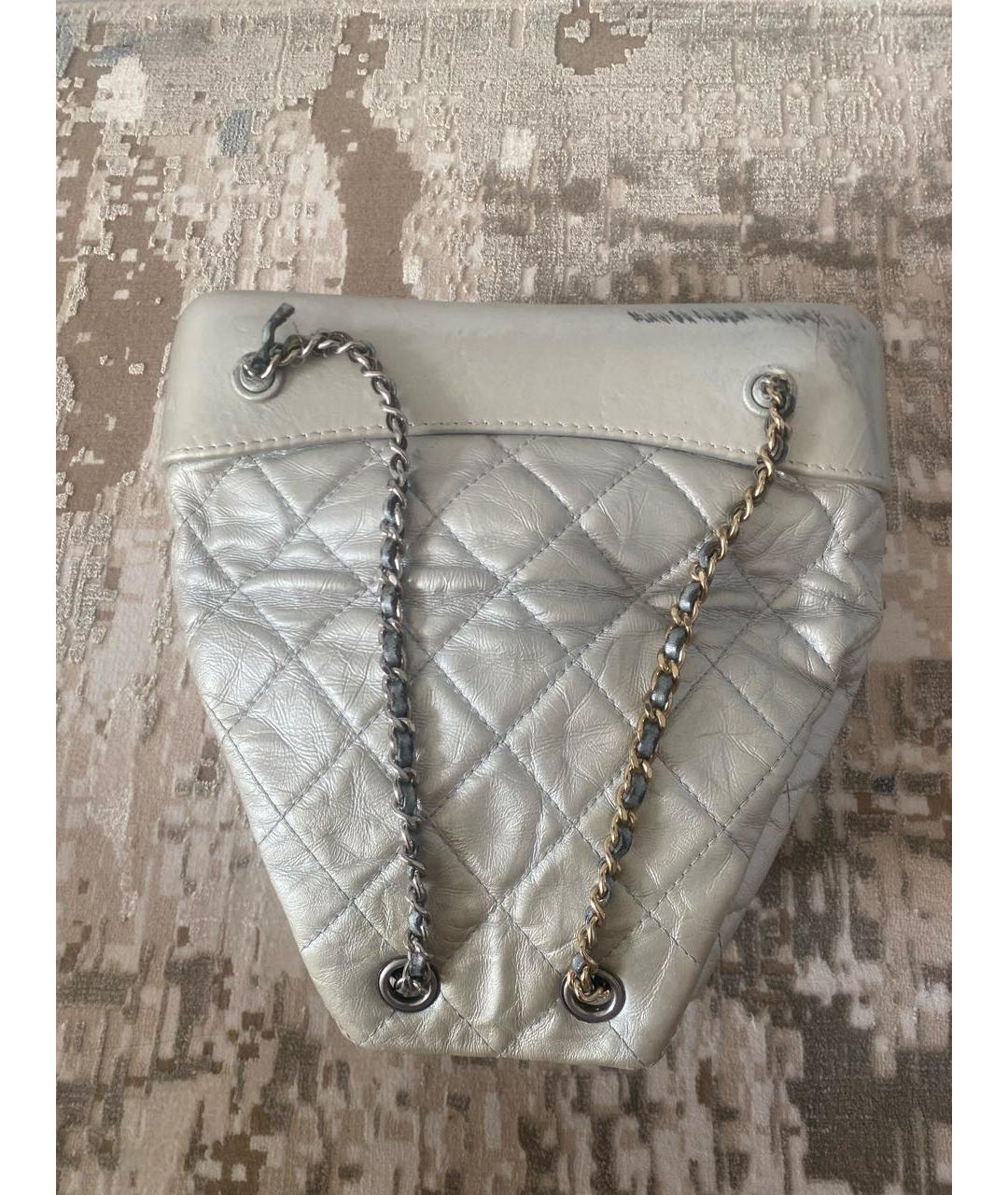 CHANEL Серебрянный кожаный рюкзак, фото 6