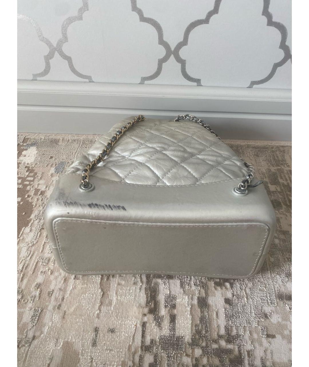 CHANEL Серебрянный кожаный рюкзак, фото 7