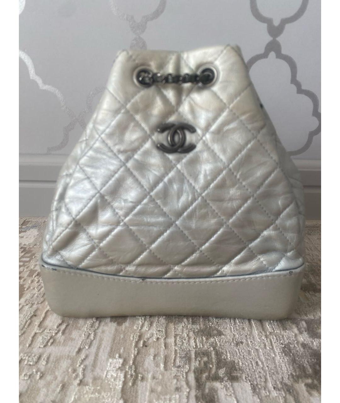 CHANEL Серебрянный кожаный рюкзак, фото 8