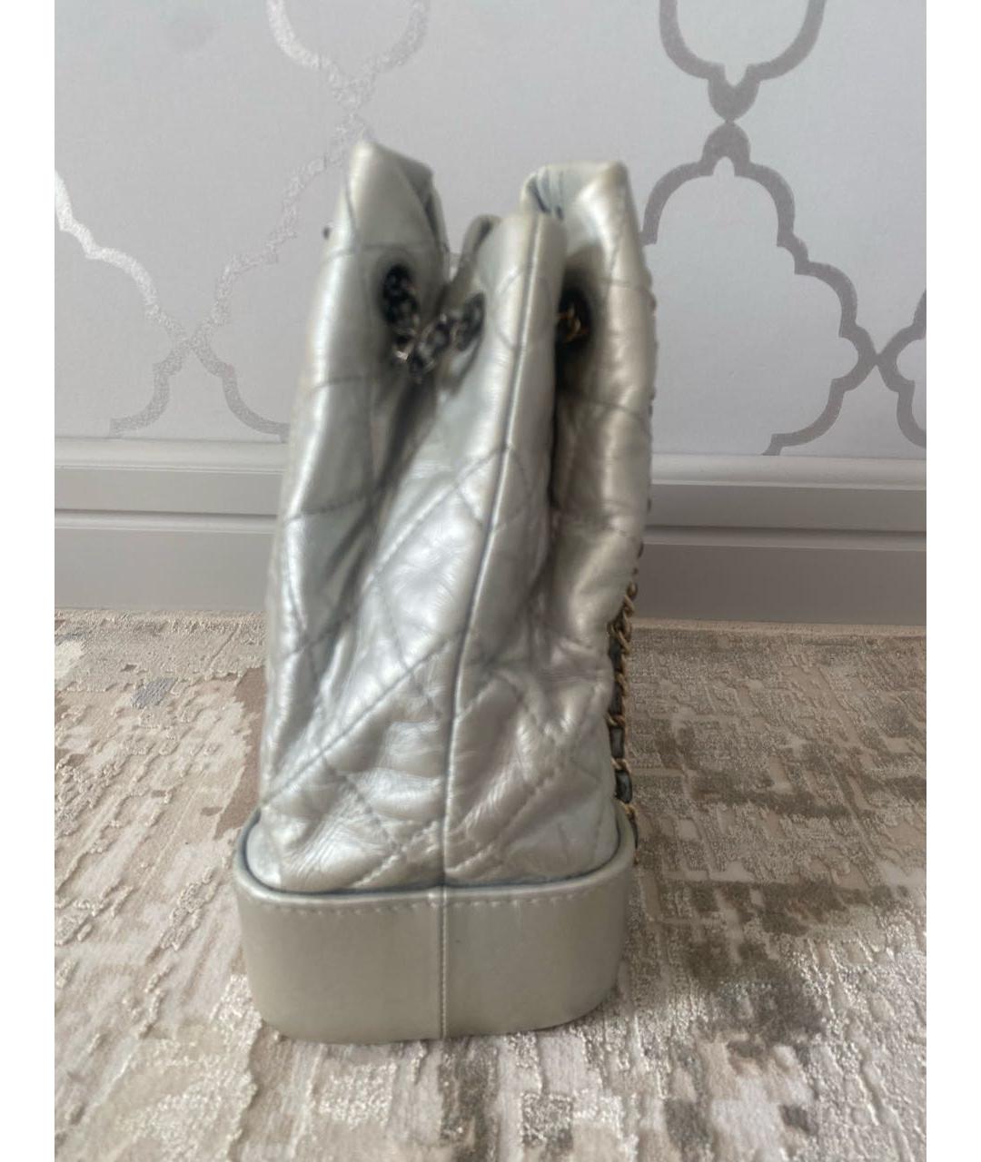 CHANEL Серебрянный кожаный рюкзак, фото 4