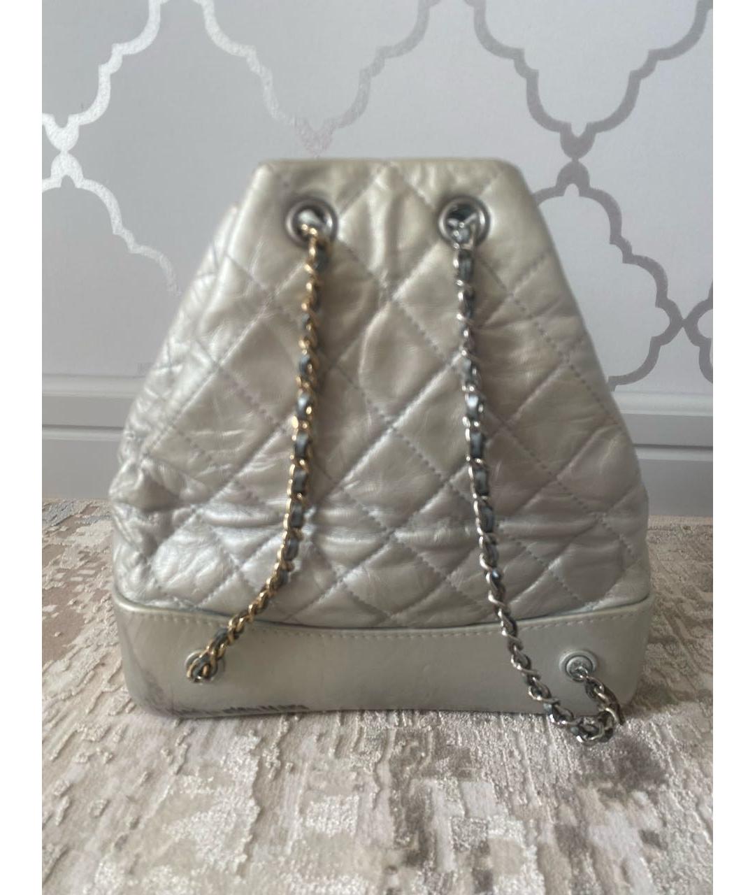 CHANEL Серебрянный кожаный рюкзак, фото 3