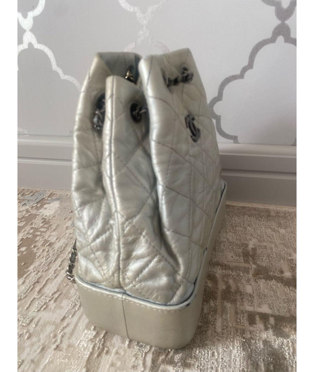 CHANEL Серебрянный кожаный рюкзак, фото 2