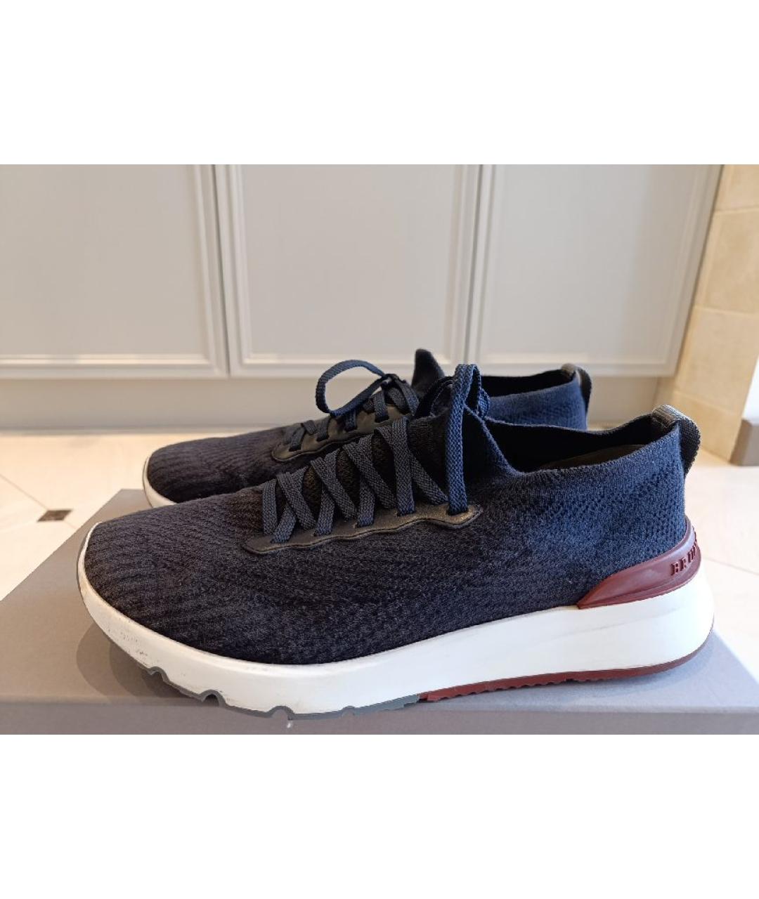 BRUNELLO CUCINELLI Синие текстильные низкие кроссовки / кеды, фото 3