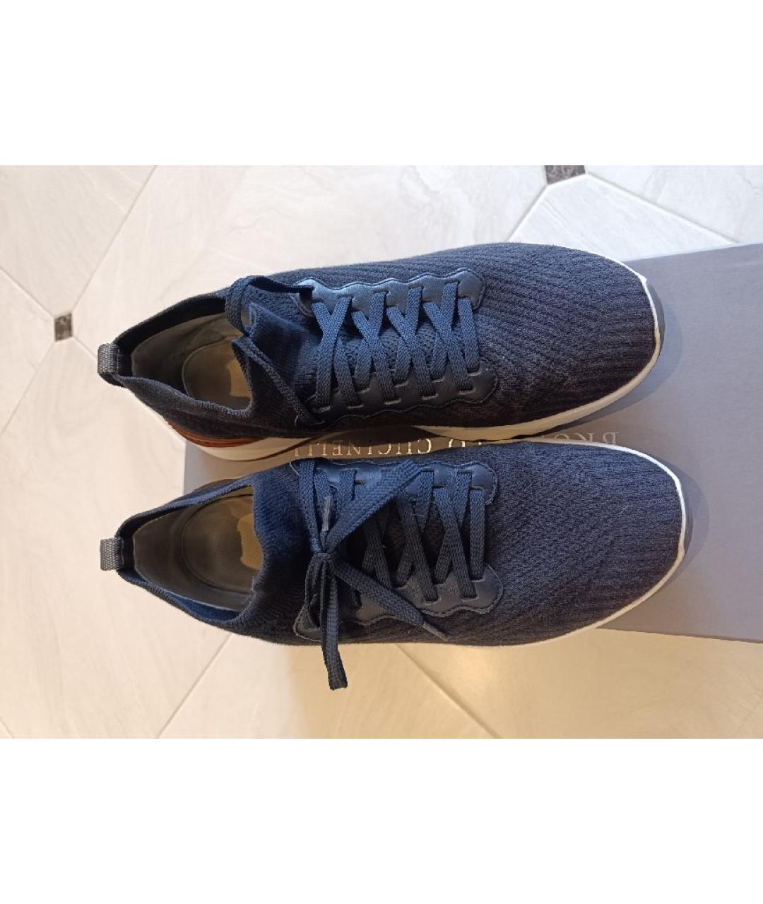 BRUNELLO CUCINELLI Синие текстильные низкие кроссовки / кеды, фото 2