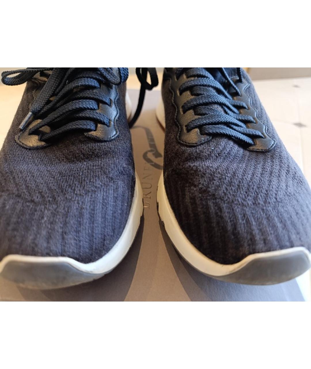 BRUNELLO CUCINELLI Синие текстильные низкие кроссовки / кеды, фото 7