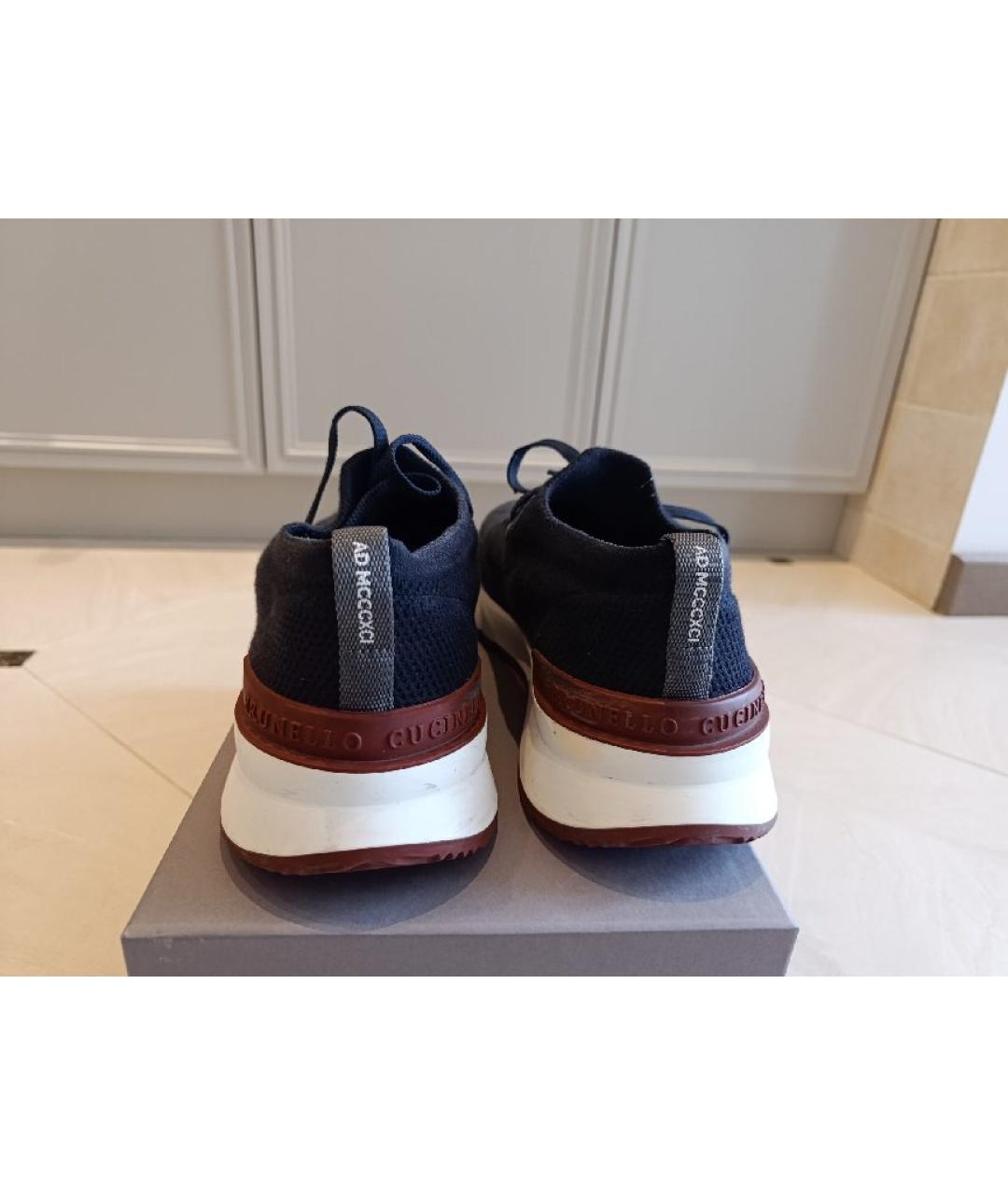 BRUNELLO CUCINELLI Синие текстильные низкие кроссовки / кеды, фото 4