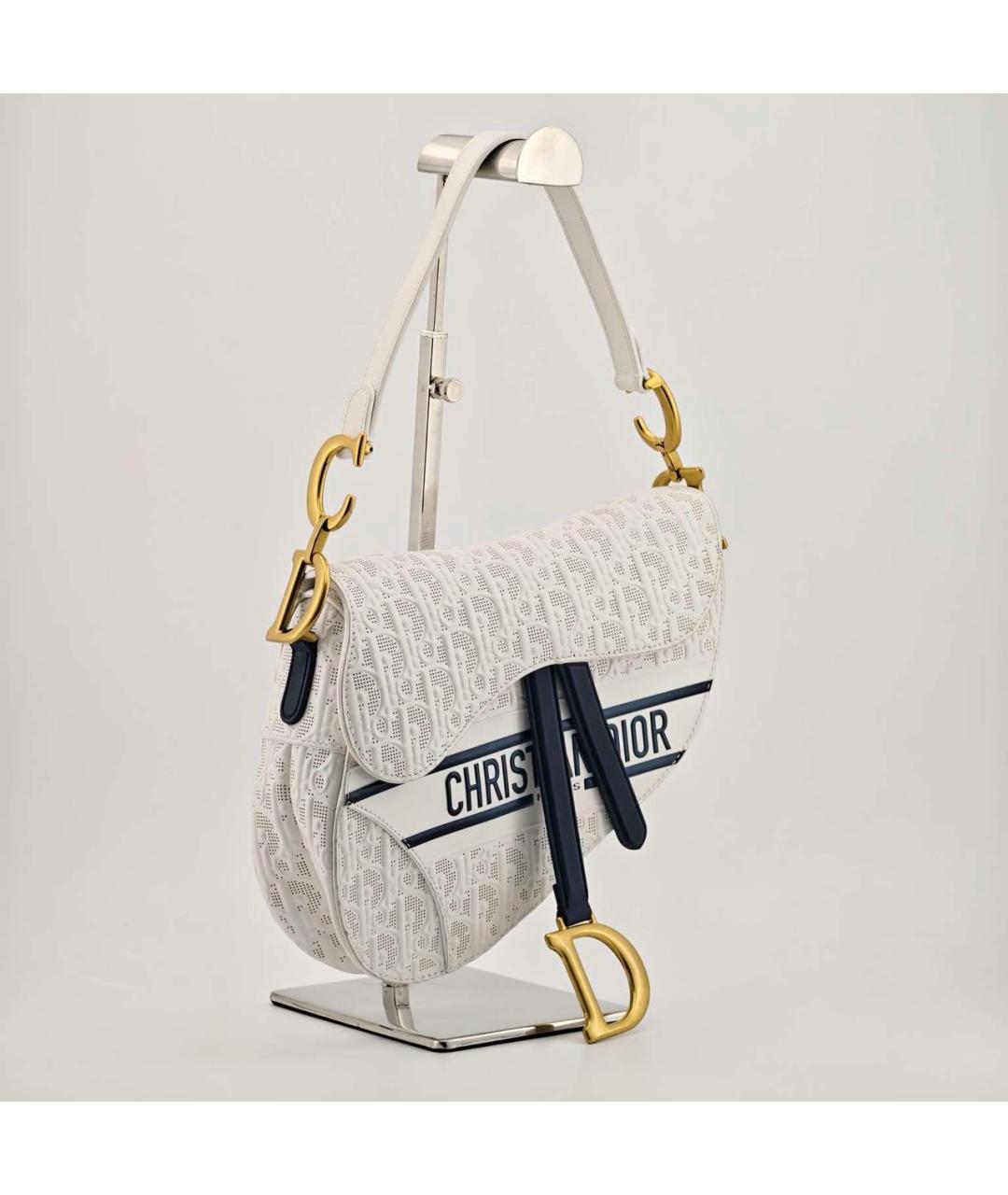 CHRISTIAN DIOR Белая кожаная сумка через плечо, фото 7