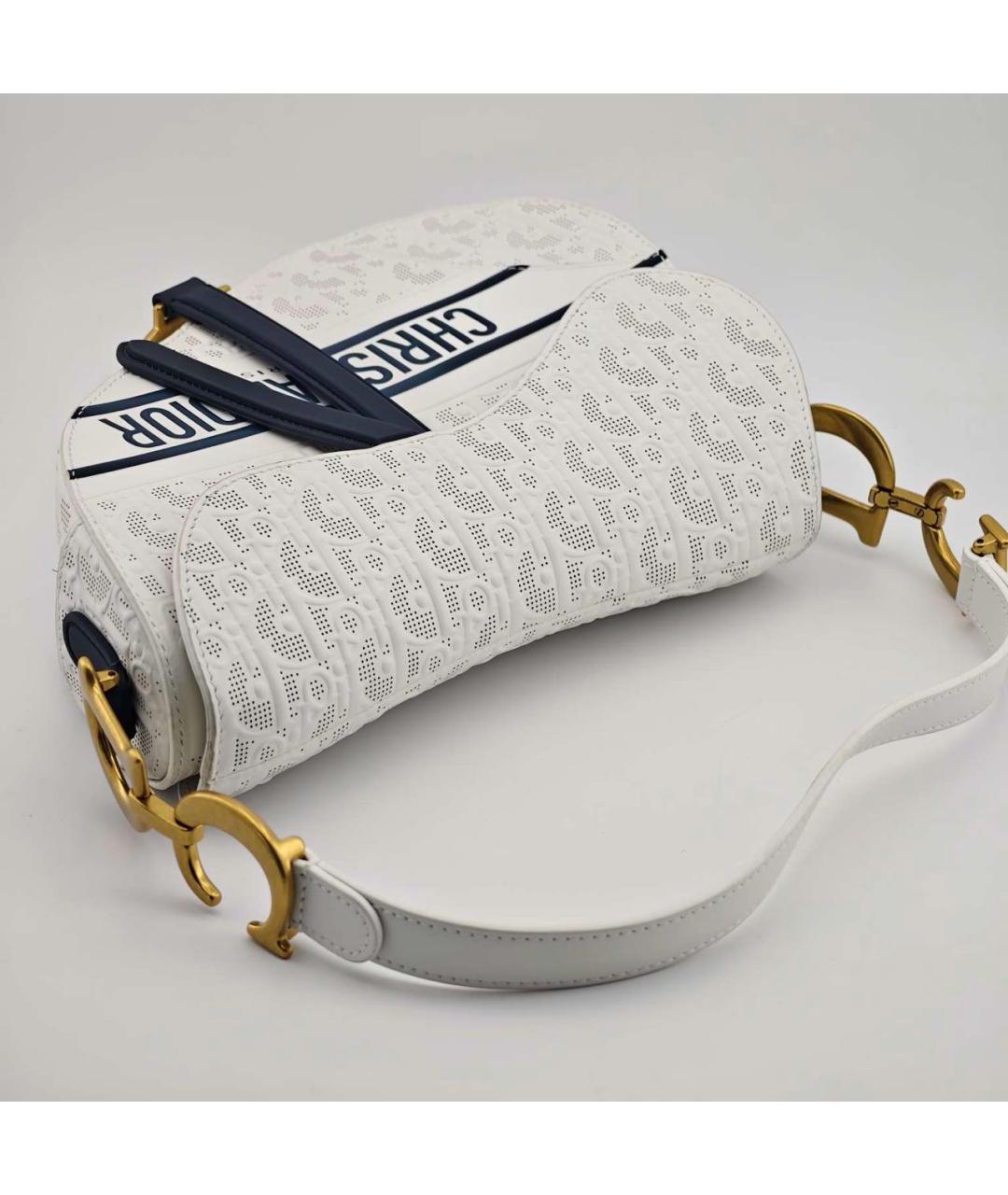 CHRISTIAN DIOR Белая кожаная сумка через плечо, фото 5