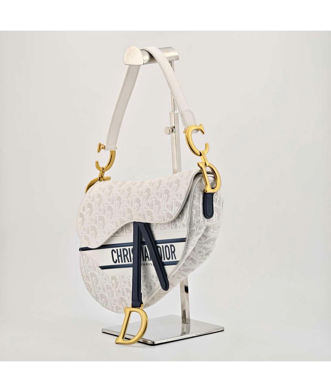 CHRISTIAN DIOR Белая кожаная сумка через плечо, фото 6