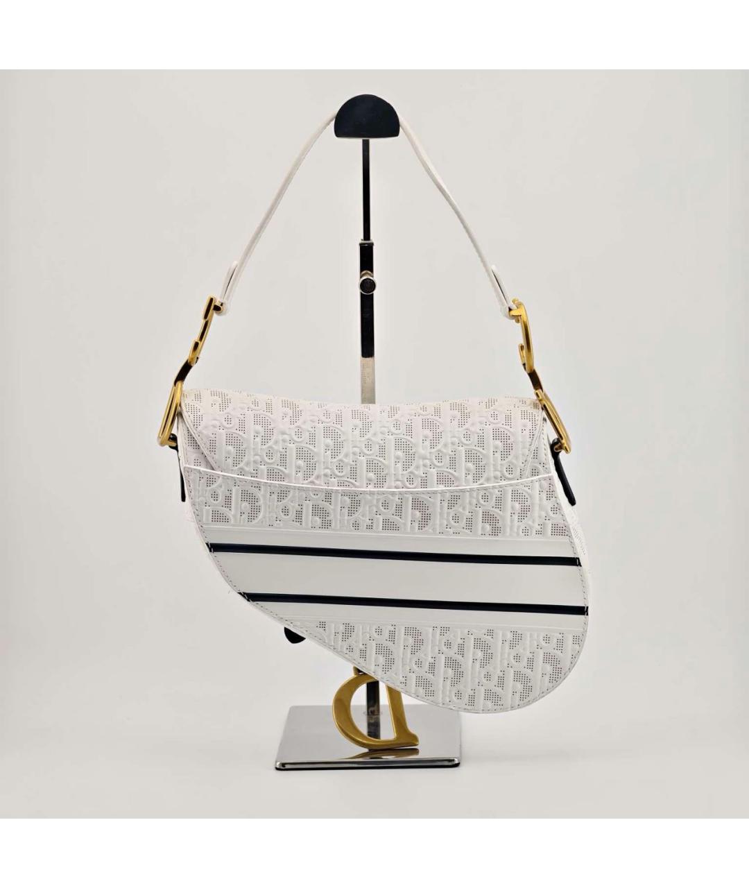 CHRISTIAN DIOR Белая кожаная сумка через плечо, фото 3