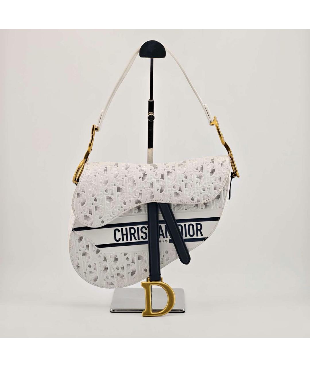 CHRISTIAN DIOR Белая кожаная сумка через плечо, фото 8