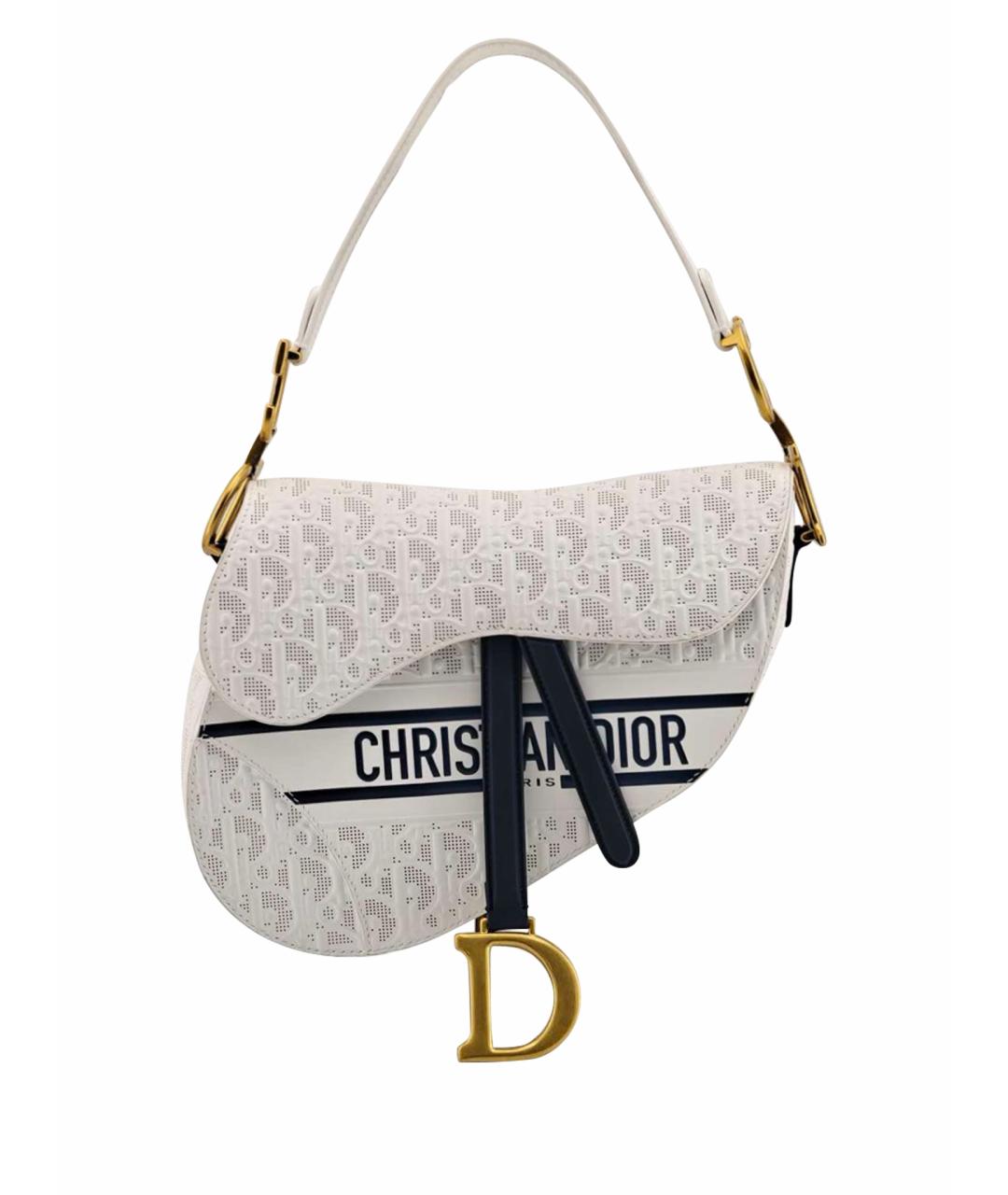 CHRISTIAN DIOR Белая кожаная сумка через плечо, фото 1