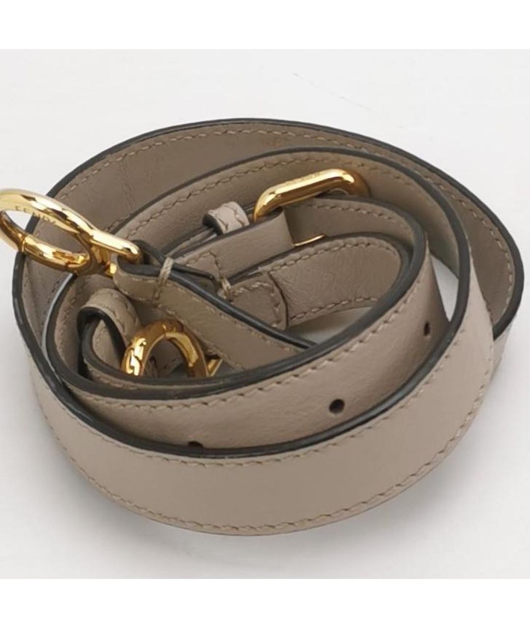 FENDI Бежевая кожаная сумка с короткими ручками, фото 5