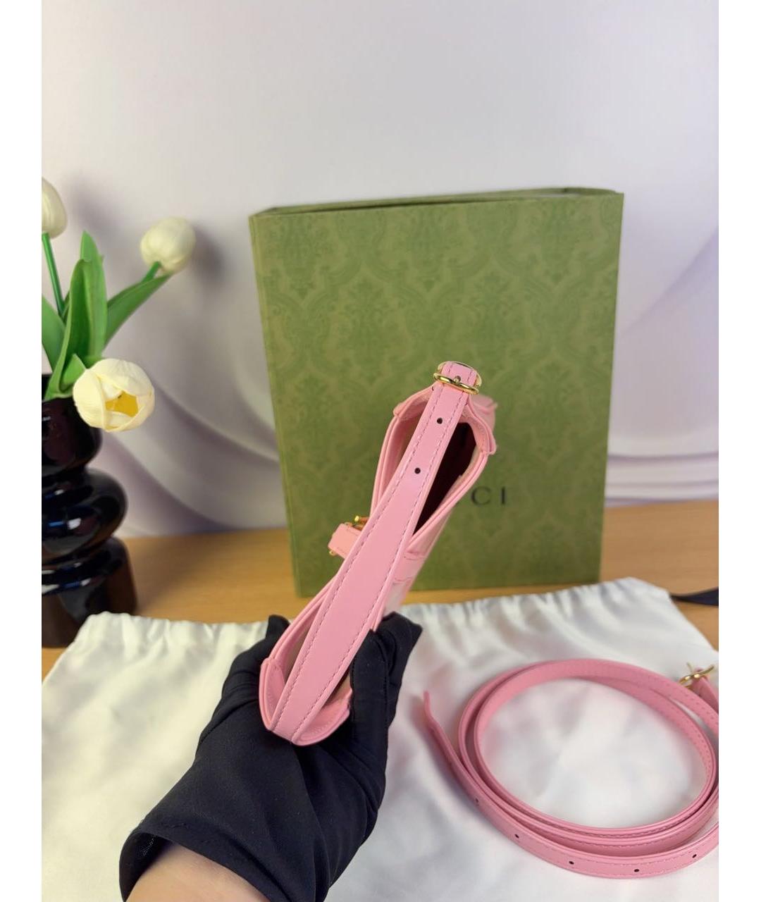 GUCCI Розовая кожаная сумка через плечо, фото 7