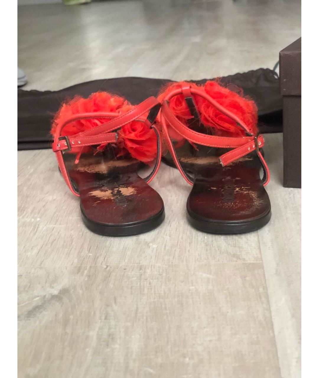 ROBERTO CAVALLI Красные кожаные сандалии, фото 4