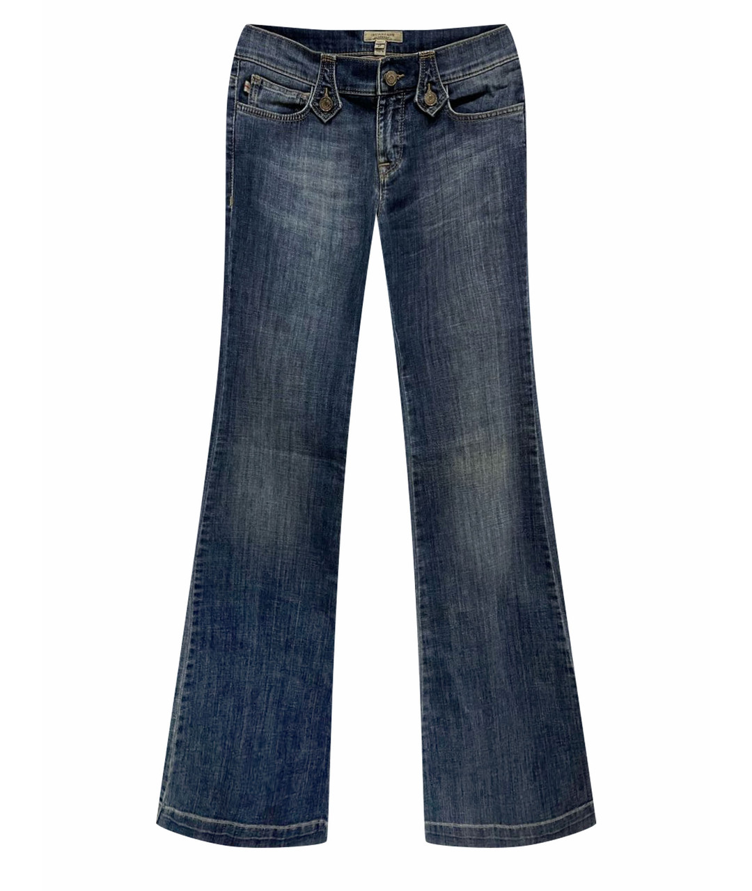 BURBERRY Темно-синие хлопко-эластановые джинсы клеш, фото 1