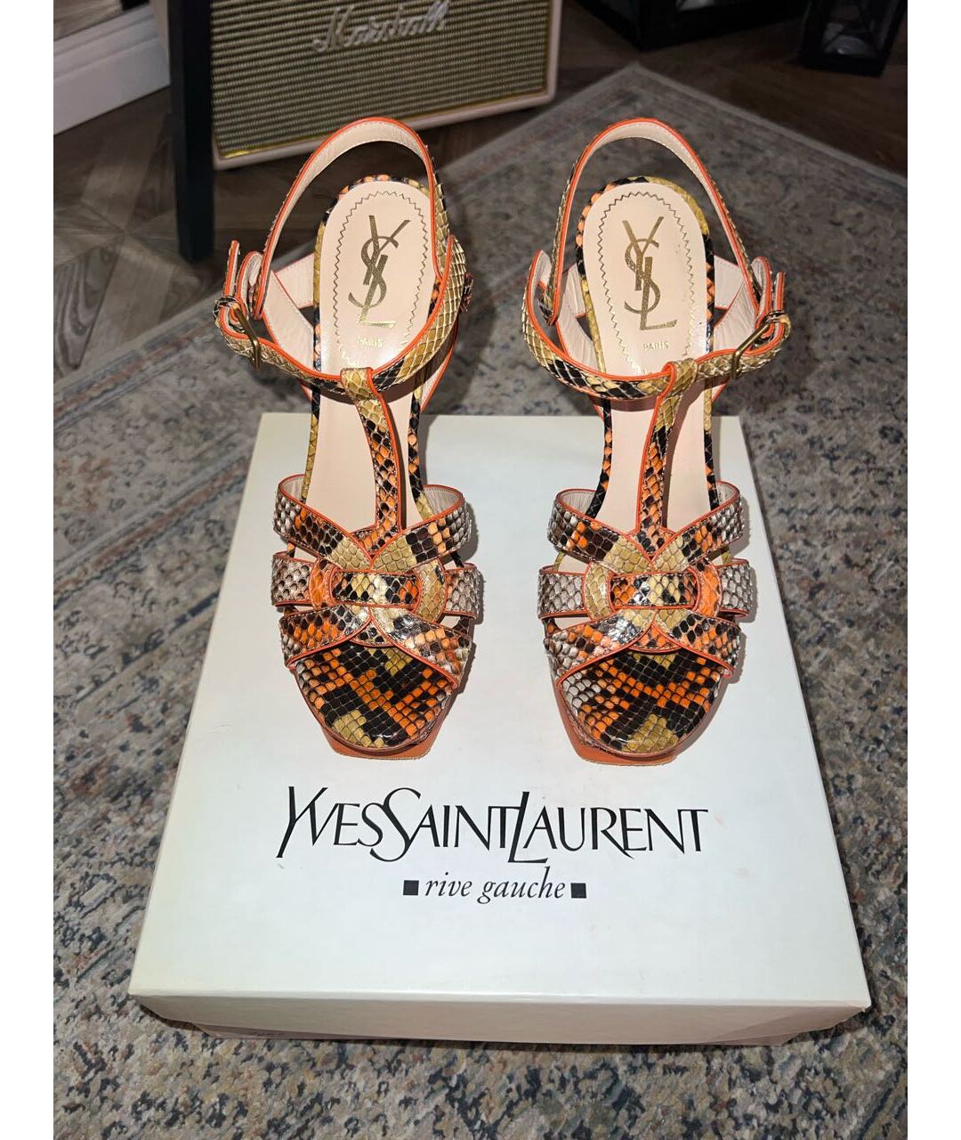 SAINT LAURENT Оранжевое босоножки из экзотической кожи, фото 3