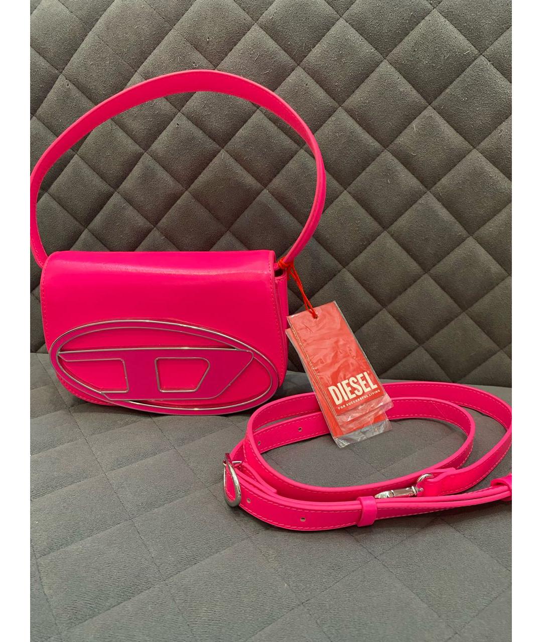 DIESEL Розовая кожаная сумка через плечо, фото 2